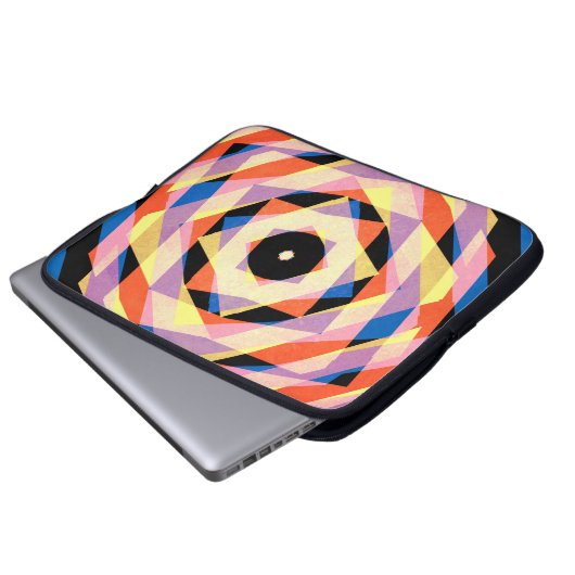 Mulicfarbene gestreifte Diamantformen Laptopschutzhülle (Vorne Knopf)