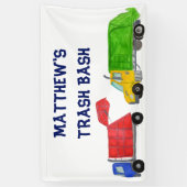 Müll Bash Müllwagen Jungen Geburtstagsfeier Banner (Vertikal)