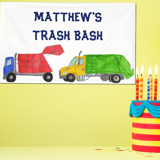 Müll Bash Müllwagen Jungen Geburtstagsfeier Banner