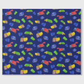 Müll Bash Müllwagen Muster Blau Geschenkpapier (Flach)