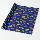 Müll Bash Müllwagen Muster Blau Geschenkpapier (Ungerollt)