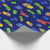 Müll Bash Müllwagen Muster Blau Geschenkpapier (Ecke)