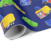 Müll Bash Müllwagen Muster Blau Geschenkpapier (Rolleneckpunkt)