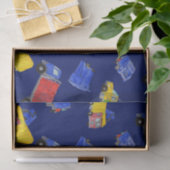 Müll-Bash-Müllwagen Muster Blau Seidenpapier (Geschenk)