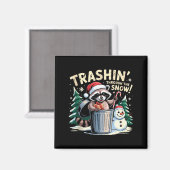 Müll durch den Schnee Weihnachten Lustiger Waschbä Magnet (Vorderseite/Rückseite)