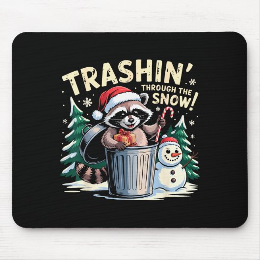 Müll durch den Schnee Weihnachten Lustiger Waschbä Mousepad (Vorne)