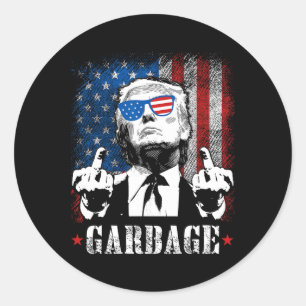 Müll für Trump 2024 Funny US American Flag Men Runder Aufkleber