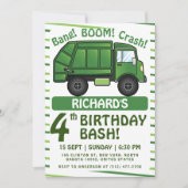 Müll LKW Themenkinder Mülleimer Party Geburtstag Einladung (Vorderseite)