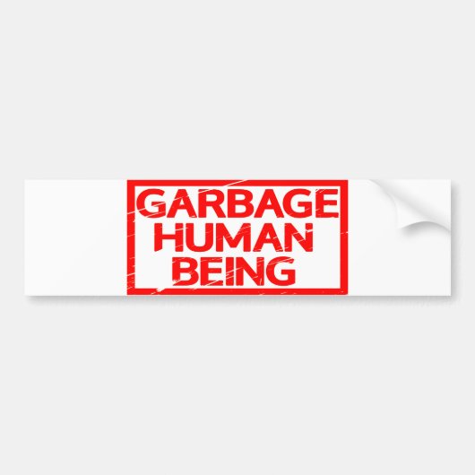 Müll Mensch als Briefmarke Autoaufkleber (Vorne)