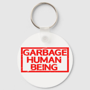 Müll Mensch als Briefmarke Schlüsselanhänger