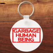 Müll Mensch als Briefmarke Schlüsselanhänger (Vorderseite)