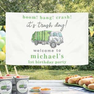 Müll Müllwagen 1. Geburtstags Willkommensbanner Banner