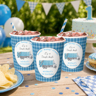 Müll Müllwagen Blau Geburtstag Personalisiert Pappbecher
