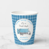 Müll Müllwagen Blau Geburtstag Personalisiert Pappbecher (Vorderseite)