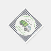 Müll Müllwagen Grün Kariert 1. Geburtstag Serviette (Ecke)