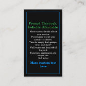 Müllabfuhr-Junk-Entfernung Niedlicher Schwarzer Ma Visitenkarte (Rückseite)