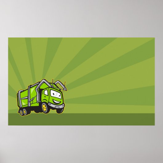 Müllabfuhr Müll LKW-Cartoon Poster (Vorne)