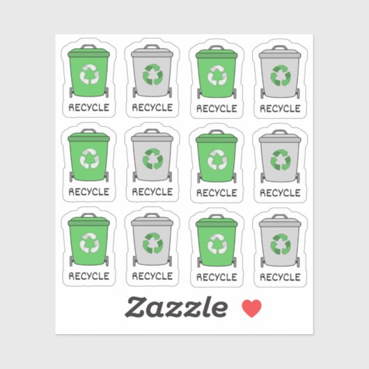 Müllbeine Recycelnd Icons Garbage Bujo Planner Aufkleber (Blatt)