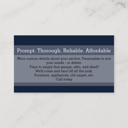 Müllbeseitigungsförderprogramm für Junk-Müllbeseit Visitenkarte (Rückseite)