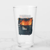 Müllcontainer-Feuer - lustiges Chaos Glas (Rückseite)