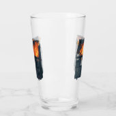 Müllcontainer-Feuer - lustiges Chaos Glas (Links)