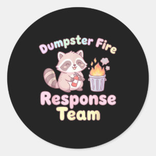 Müllcontainer-Feuer-Reaktionsteam Waschbär Kawaii Runder Aufkleber