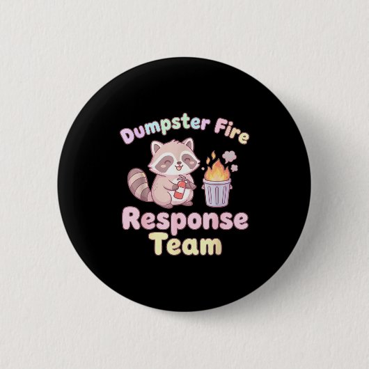 Müllcontainer-Feuer-Response-Team Waschbär Kawaii Button (Vorderseite)