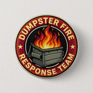 Müllcontainer-Feuerwehr-Team lustig Button