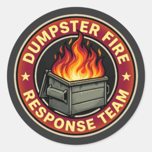 Müllcontainer-Feuerwehr-Team lustig Runder Aufkleber