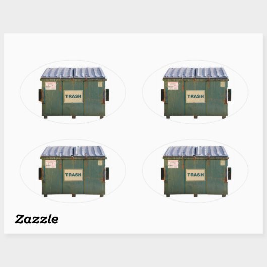 Müllcontainer Ovaler Aufkleber (Blatt)