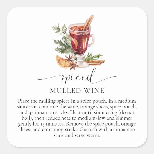Mulled Wein Rezept Kit Weihnachten Quadratischer Aufkleber (Vorderseite)
