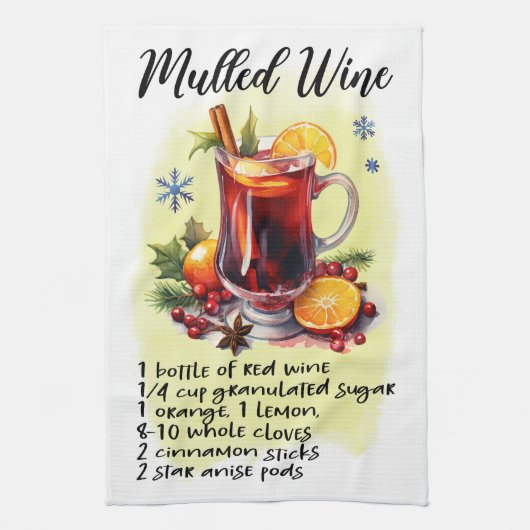 Mulled Wein Rezept Weihnachtsrezeptur Geschirrtuch (Vertikal)