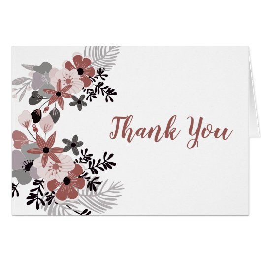 Mulled Wine and Blush Pink Floral Thank You (Vorderseite (Horizontal))