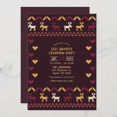 Mulled Wine & Gold Ugly Sweater Christmas Party Einladung (Vorne/Hinten)
