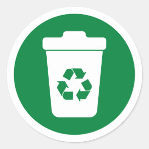 Mülleimer kann grüner, klassischer Rundkleber Runder Aufkleber