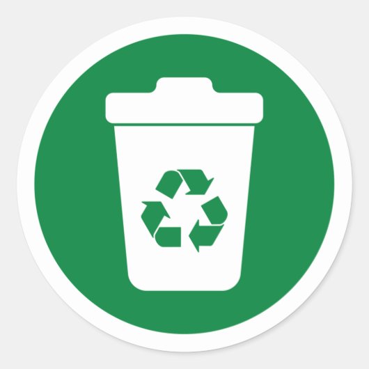 Mülleimer kann grüner, klassischer Rundkleber Runder Aufkleber (Vorderseite)