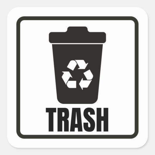 Mülleimer kann schwarz klassisch sein quadratischer aufkleber (Vorderseite)