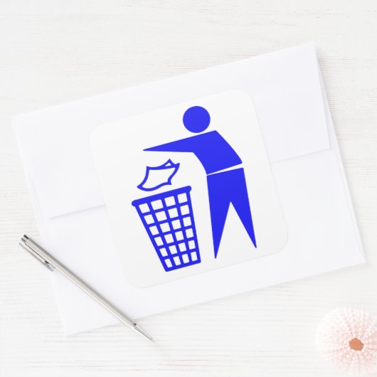 Mülleimer kann signieren quadratischer aufkleber (Umschlag)