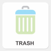 Mülleimer Quadratischer Aufkleber (Vorderseite)