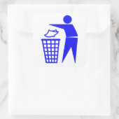 Mülleimer Schild Quadratischer Aufkleber (Tasche)