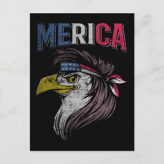 Mullet Eagle American Flag USA Redneck Bird 4. Postkarte (Vorderseite)