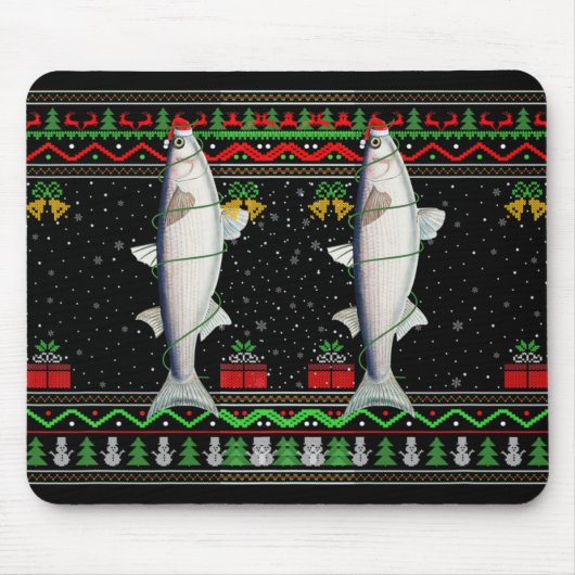 Mullet Fish Lover Matching Ugly Mullet Christmas T Mousepad (Vorne)