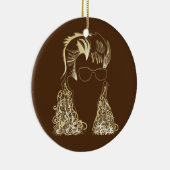 Mullet Madness Weihnachtsdekoration Personalisiert Keramik Ornament (Rechts)