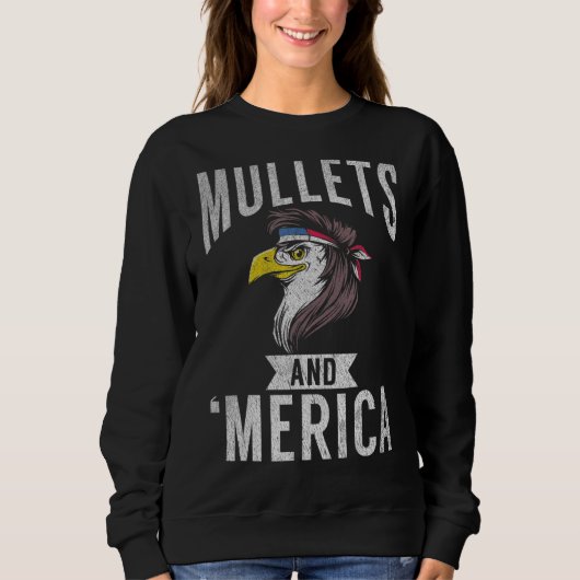 Mullets Eagle American Flag Patriotic Usa Sweatshirt (Vorderseite)