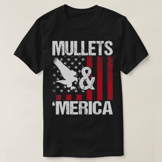 Mullets Merica Patriotic US Flag Redneck Mullet Pr T-Shirt (Design vorne)