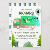 Müllfahrzeug Party Bereit zum Rollen Kindergeburts Einladung (Vorne/Hinten)