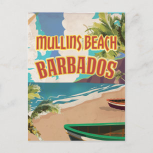 Mullins Beach Bay Barbados Reiseplakat. Postkarte