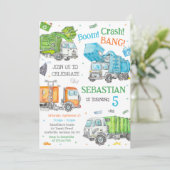 Müllkipper-Geburtstagseinladung Einladung (Stehend Vorderseite)