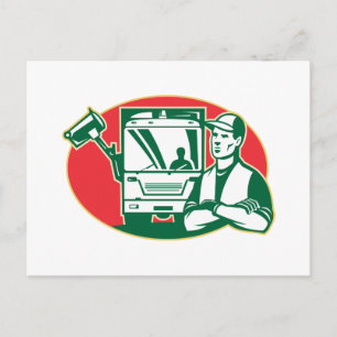 Müllsammler und Seitenlader Postkarte