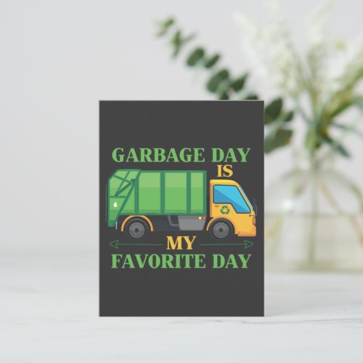 Mülltag Kinder Müllwagen Recycelnd Müll Postkarte (Stehend Vorderseite)